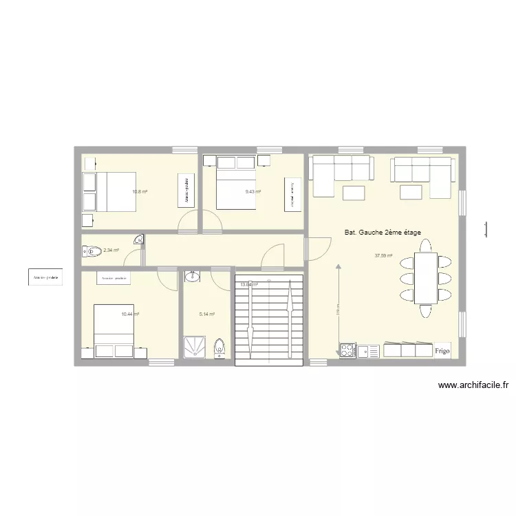 2&egrave;me Etage Bat   B 3 chambres 2018Novembre. Plan de 