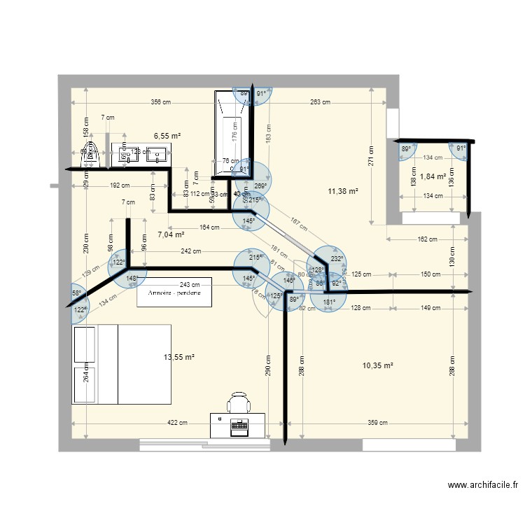 maison 1er étage  2711. Plan de 6 pièces et 51 m2