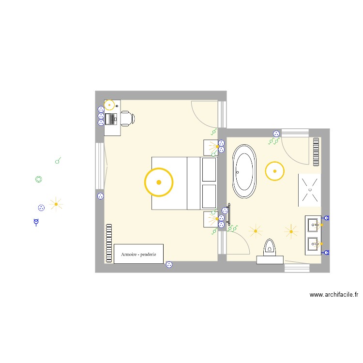 Manoir 1er étage chambre sdd K et D AMENAGEE. Plan de 0 pièce et 0 m2