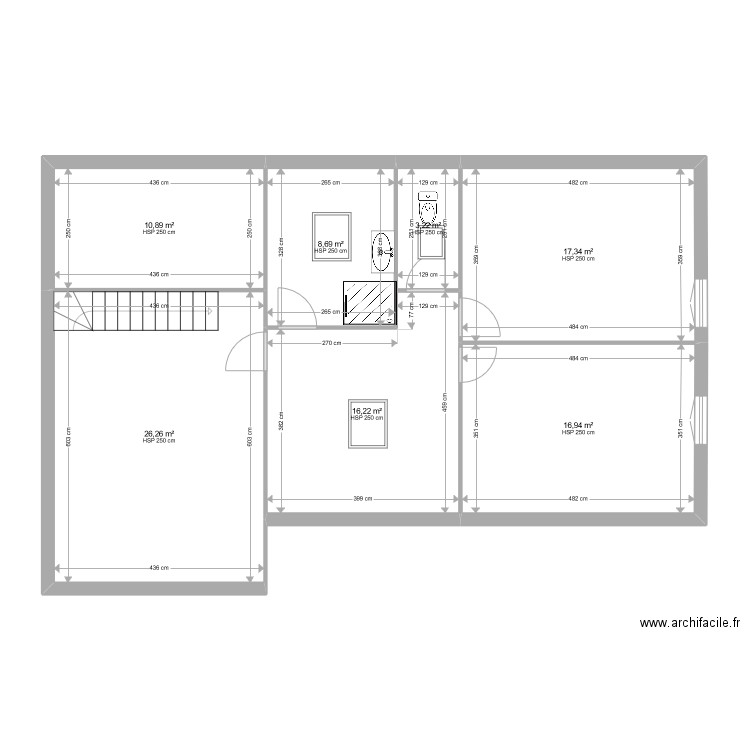 Projet V003. Plan de 7 pièces et 100 m2