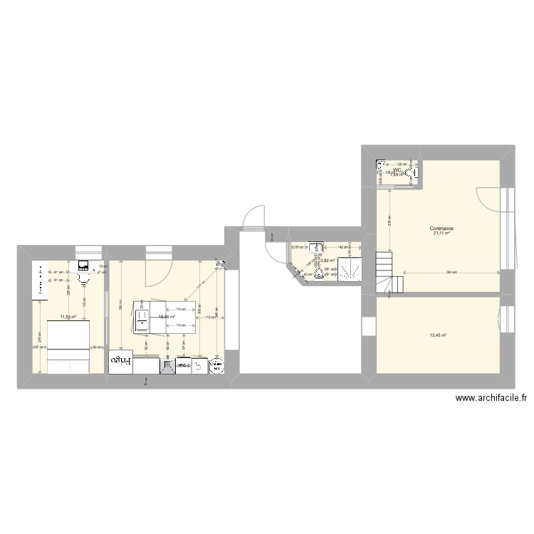 Atelier Plomarc'h V3. Plan de 6 pièces et 70 m2