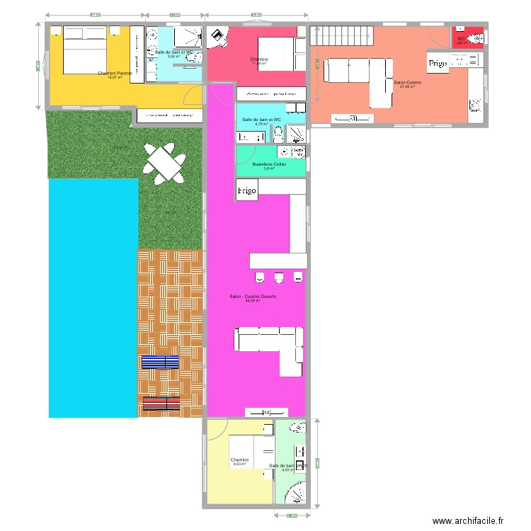 Plan Villa Perso 2. Plan de 10 pièces et 130 m2