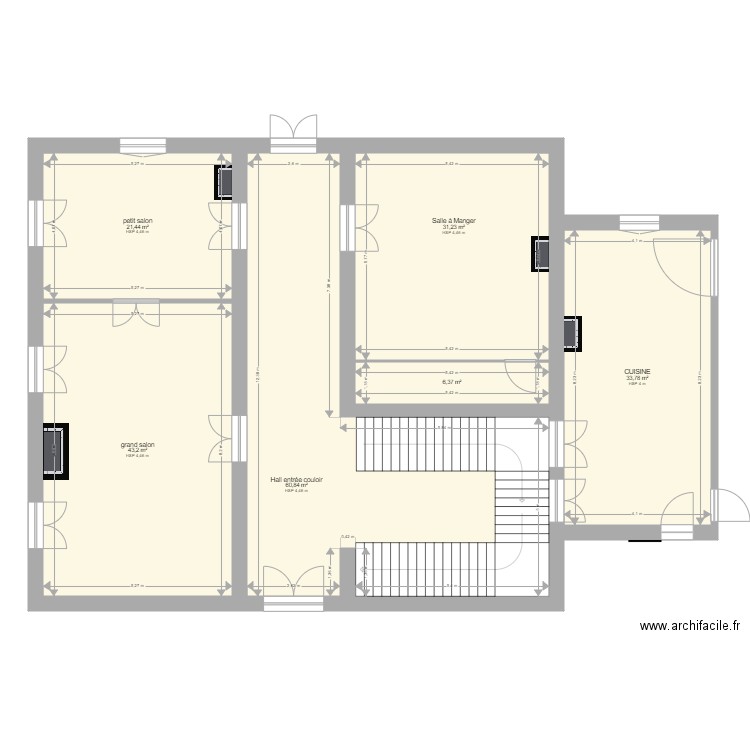 rdc mas. Plan de 6 pièces et 197 m2