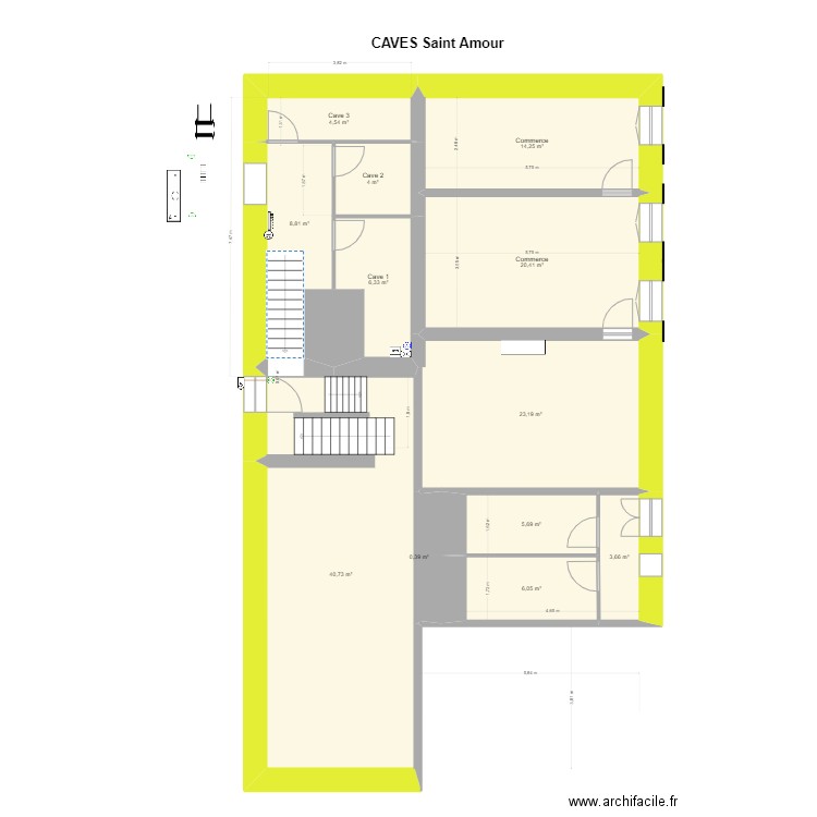 Immeuble CAVES. Plan de 12 pièces et 138 m2