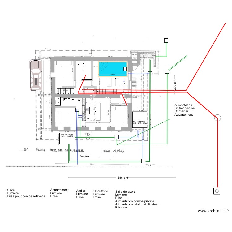 Ferme appartement Electricite. Plan de 0 pièce et 0 m2