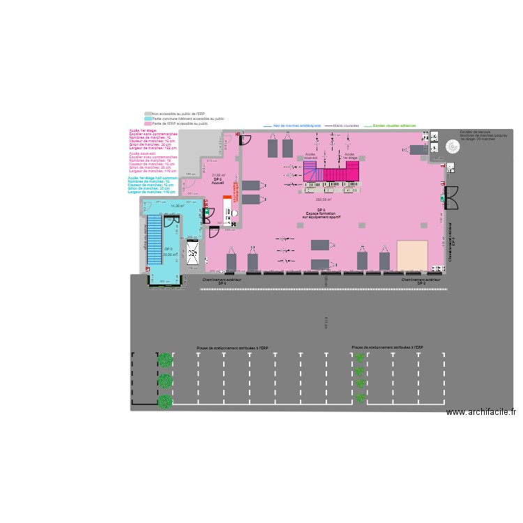 KINESPORT RDC + EXTERIEUR AVANT TRAVAUX. Plan de 0 pièce et 0 m2