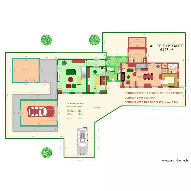 PLAN DE FI NI TIF AVEC SALON CH SDB EXTENSION. Plan de 