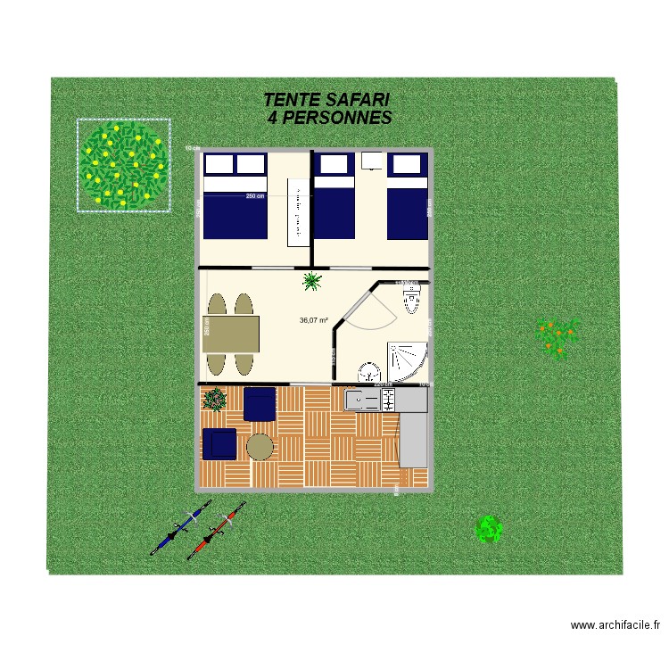 Tente L. Plan de 1 pièce et 36 m2