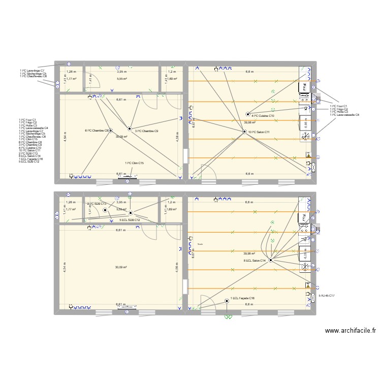 Maison Electricité. Plan de 10 pièces et 158 m2
