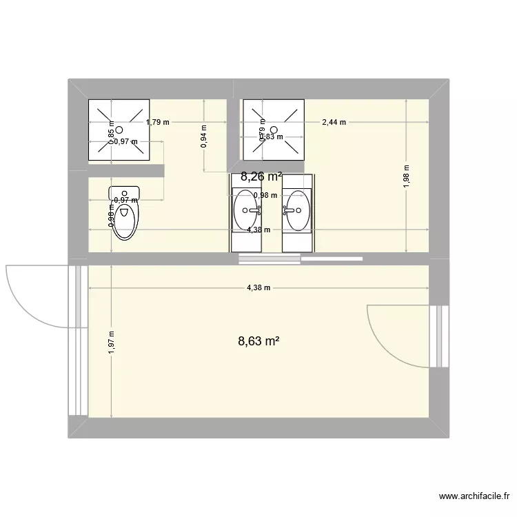 MAISON. Plan de 2 Pièces et 17 m²