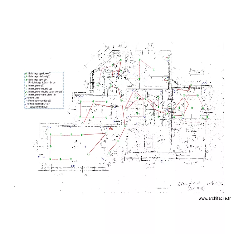 Implantation &eacute;lectrique chantier COURTES. Plan de 