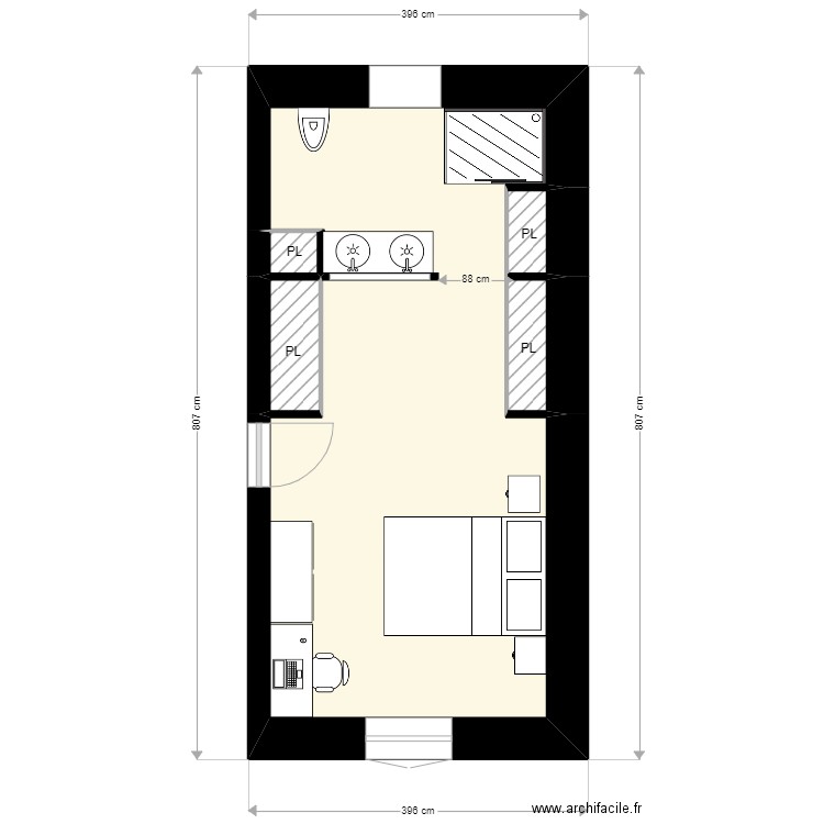 Module 12 ex1 version 2. Plan de 5 pièces et 22 m2