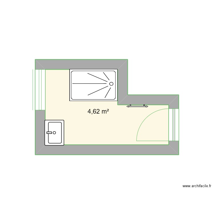 sdb Del. Plan de 1 pièce et 5 m2