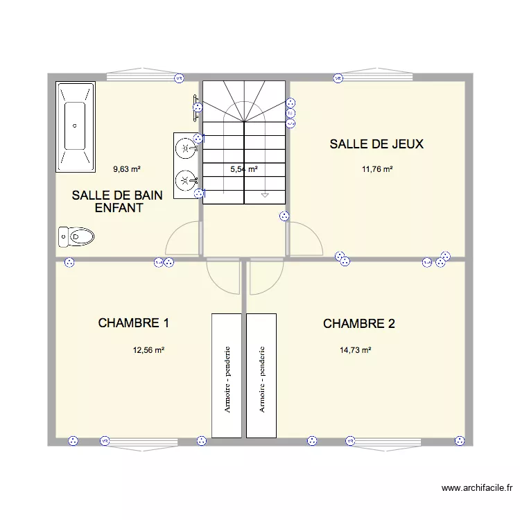 Maison Kernoues ETAGE 1 CHAMBRE ENFANTS. Plan de 