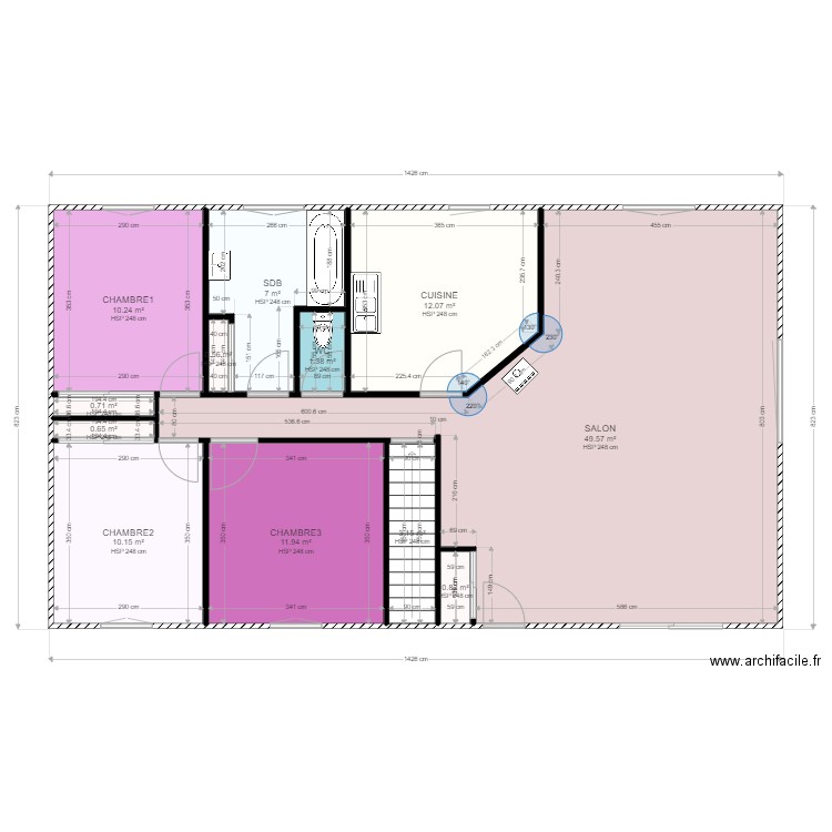 VERGNON. Plan de 12 pièces et 108 m2