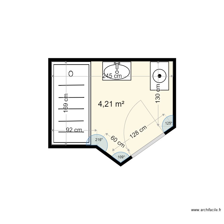 DEWERE GENEVIEVRE . Plan de 1 pièce et 4 m2