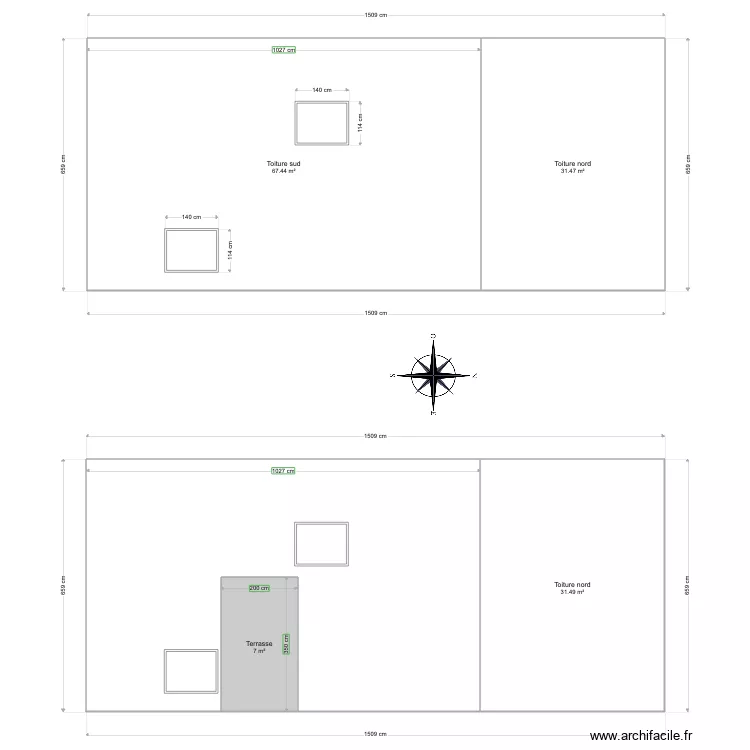 facade sud. Plan de facade sud. Plan de