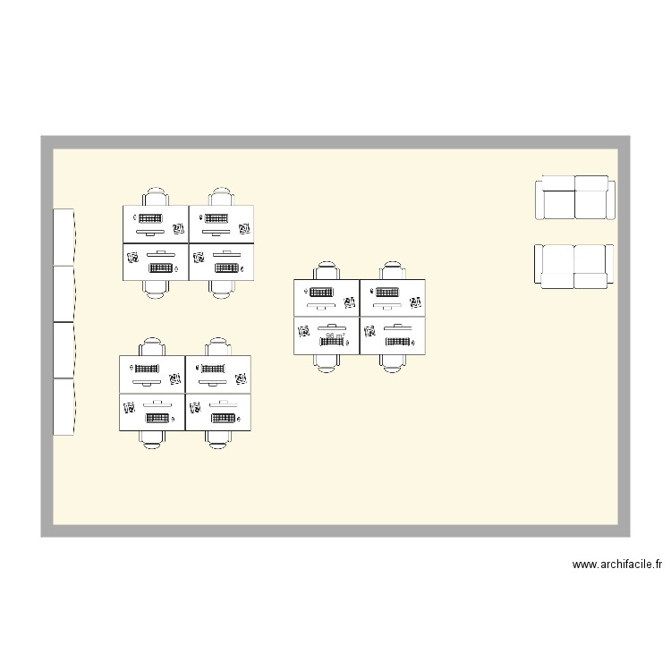 bureau. Plan de 1 pièce et 96 m2