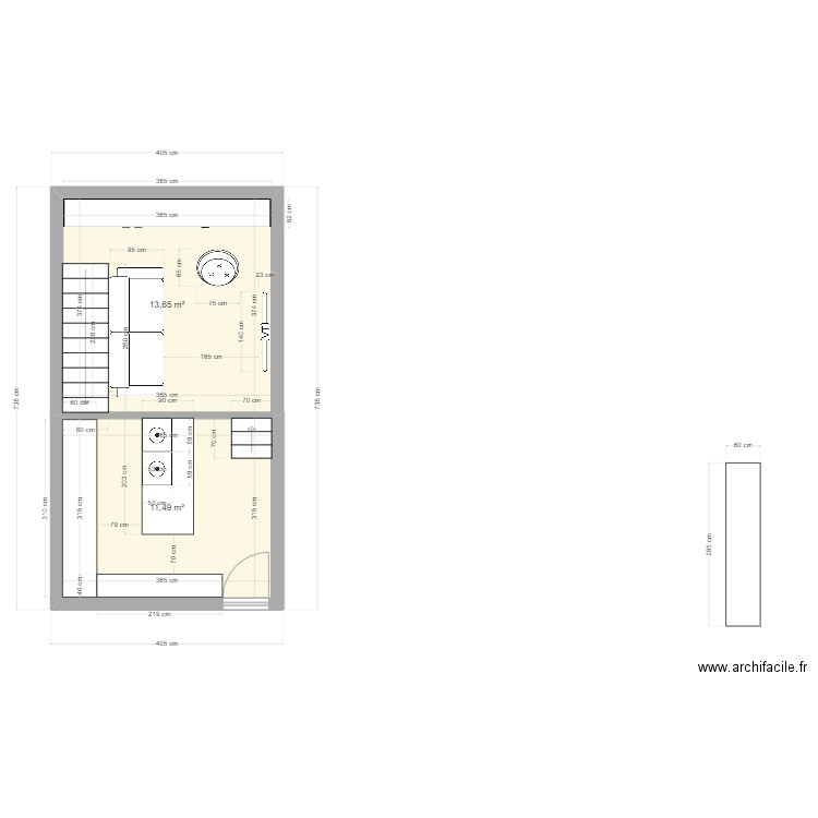 atelier appt n°2 - version 3. Plan de 4 pièces et 36 m2