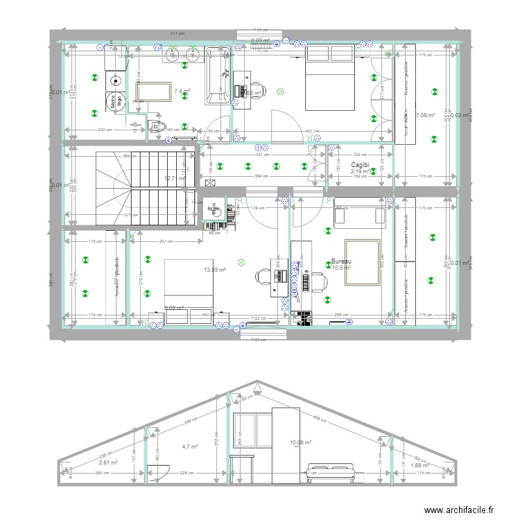 maison trevoux etage 2 elec. Plan de 0 pièce et 0 m2