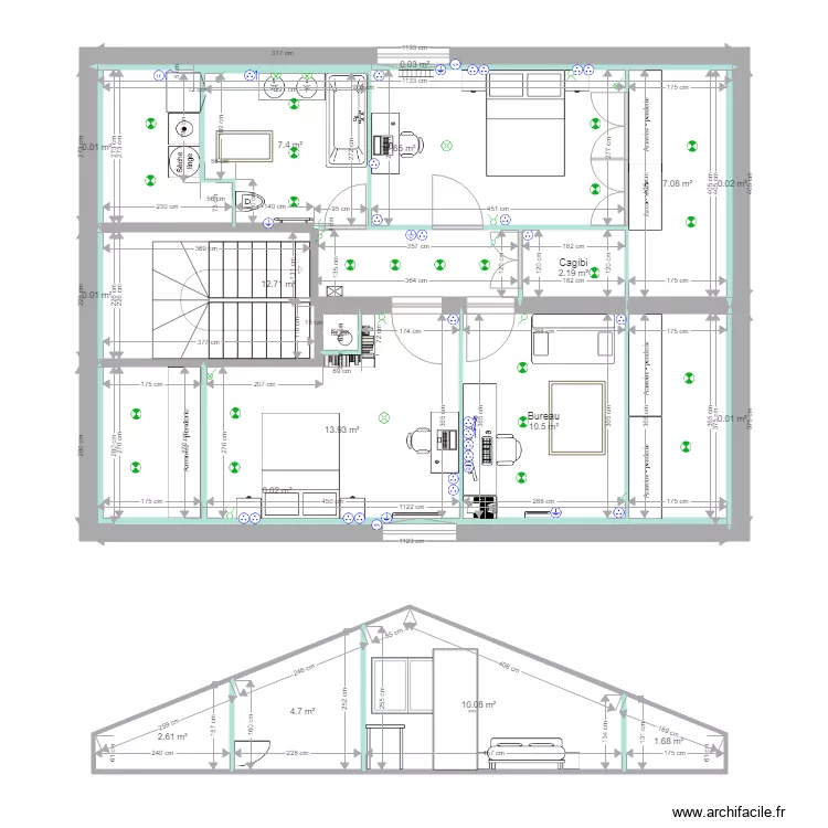 maison trevoux etage 2 elec. Plan de 
