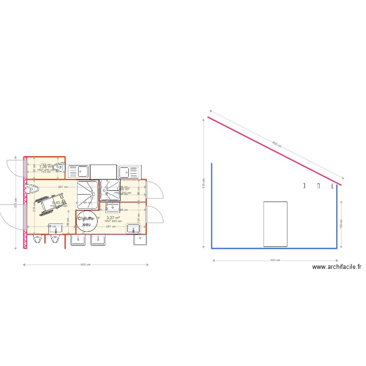 Projet Sanitaires camping V5 20 m². Plan de 4 pièces et 12 m2