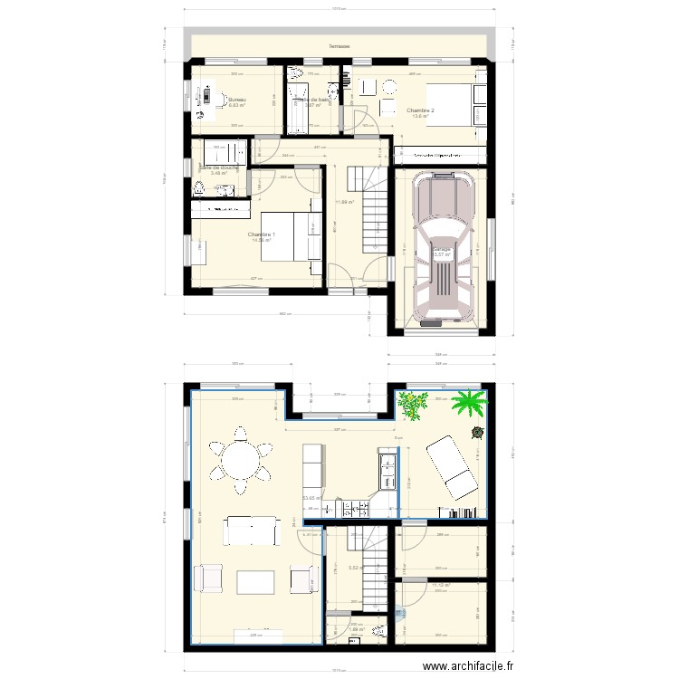 Compère toit plat 180 m2. Plan de 0 pièce et 0 m2