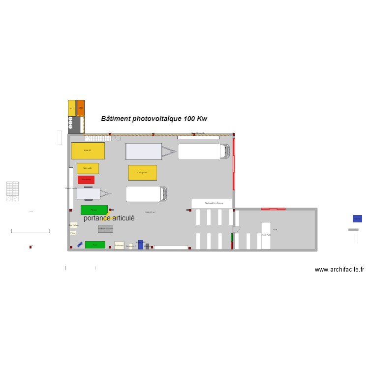 Bâtiment atelier. Plan de 4 pièces et 497 m2