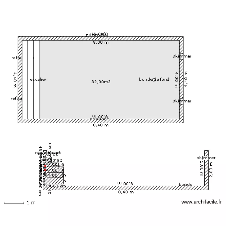 piscine . Plan de piscine . Plan de