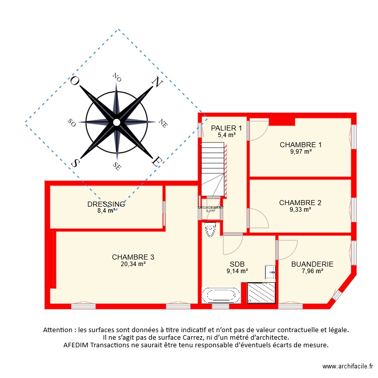 BI 6353 1 ER ETAGE . Plan de 11 pièces et 74 m2