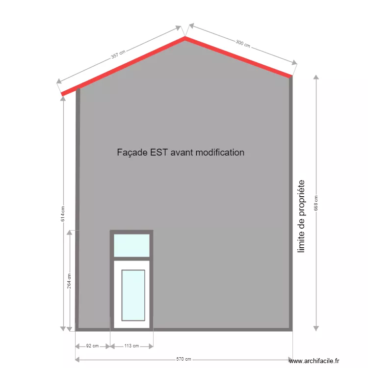 fa&ccedil;ade est avant modification. Plan de 