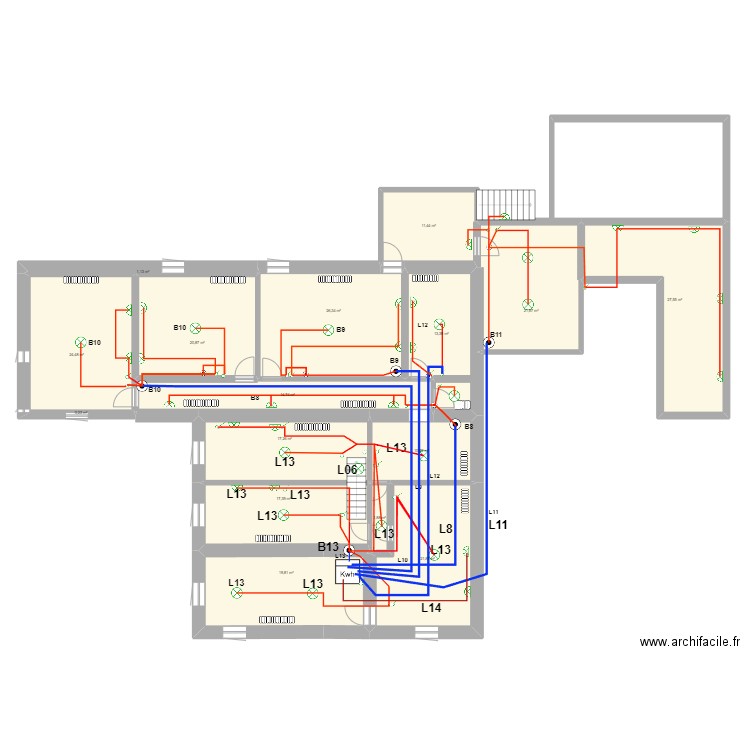 maison clarac ELECTRICOTE ECLAIRAGE 1 ETAGE. Plan de 16 pièces et 251 m2