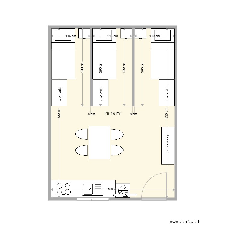 CH 3 pers gandalou 1. Plan de 0 pièce et 0 m2