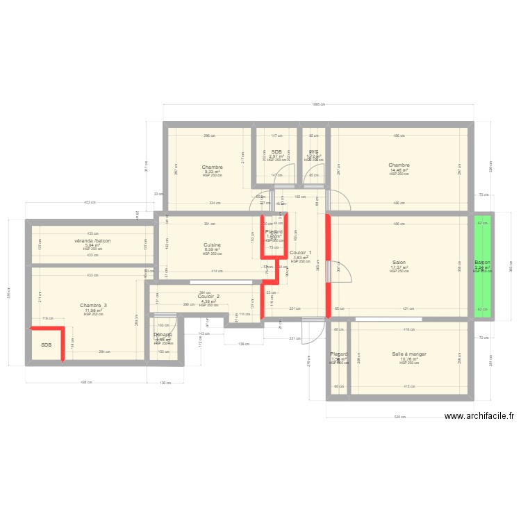 Projet coloc 36 square des hauts de chalais_Brut. Plan de 16 pièces et 103 m2