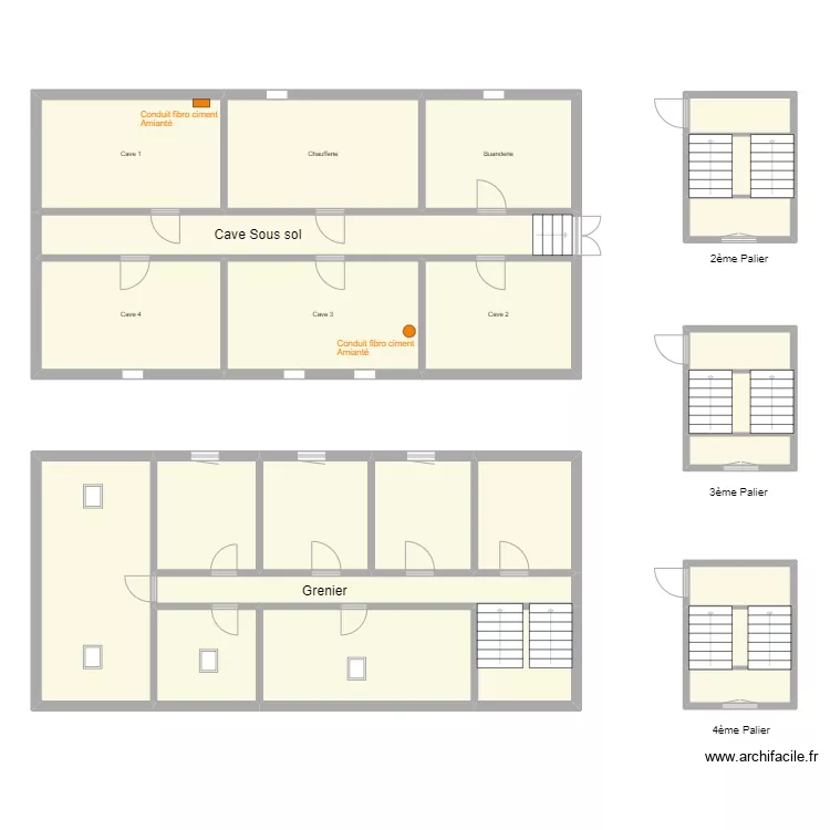 Croquis DIERSTEIN cave grenier. Plan de 