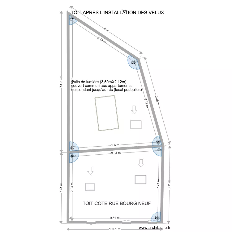                           TOIT  APRES INSTALLATION VELUX. Plan de 