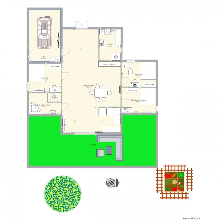Villa nassim. Plan de 9 pièces et 214 m2