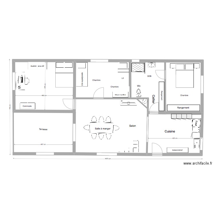 Plan 6. Plan de 2 pièces et 44 m2