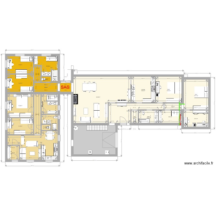 annexe privée et appart 2 ch SAS. Plan de 0 pièce et 0 m2