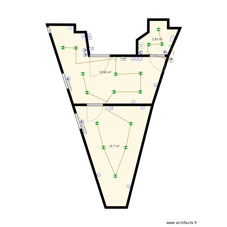 AUBERVILIER B. Plan de 3 pièces et 29 m2