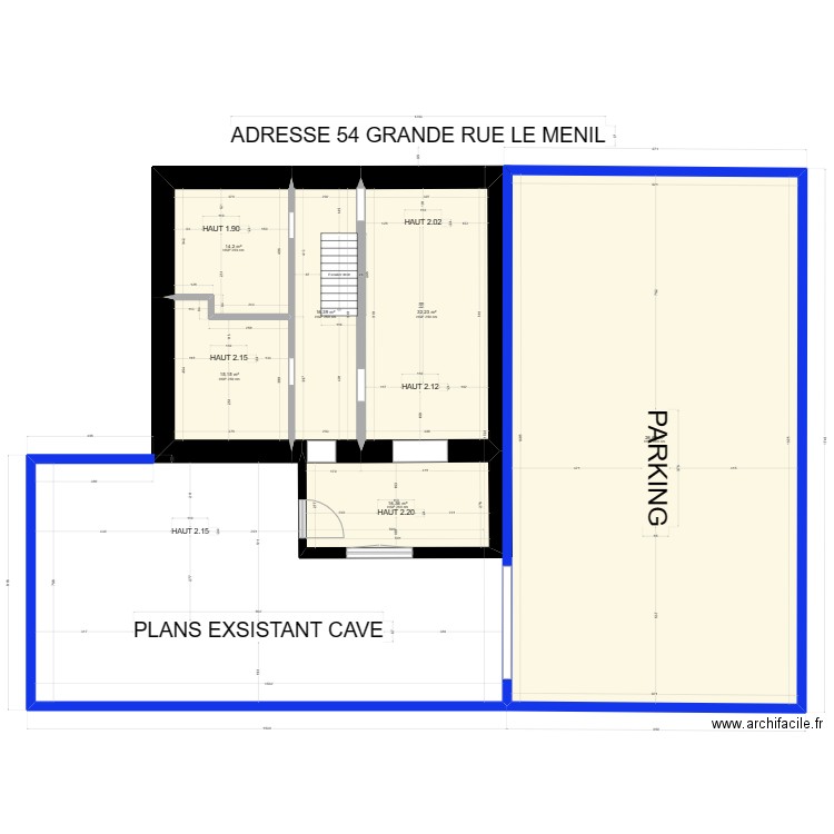 PLAN EXSISTANT ADLI CAVE . Plan de 6 pièces et 250 m2