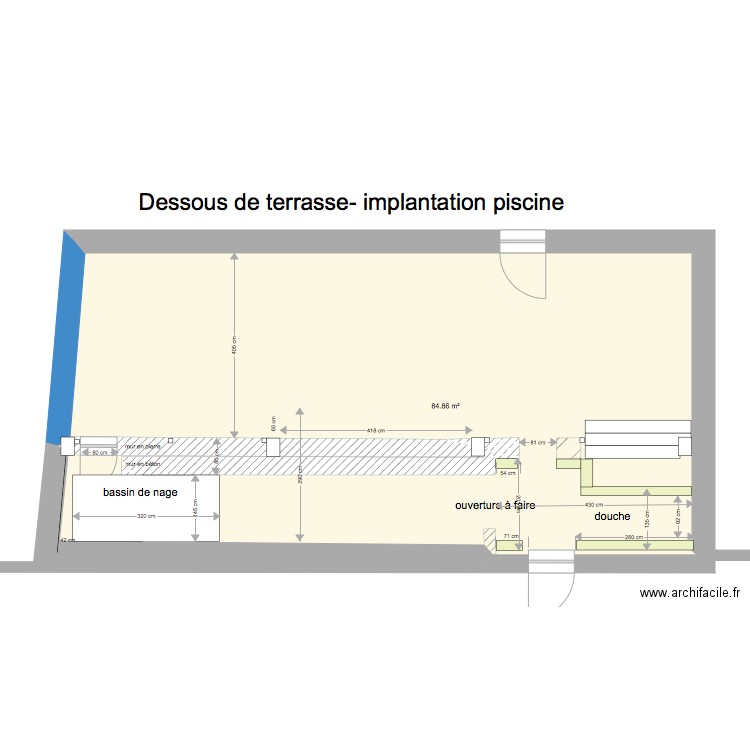 dessous de terrasse   implantation piscine. Plan de 0 pièce et 0 m2