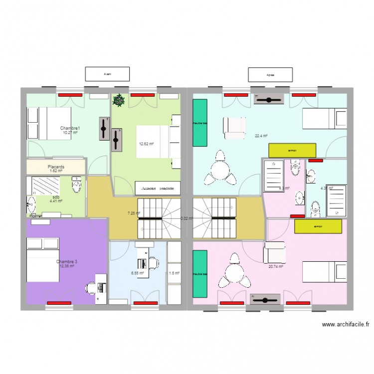 7 et 8 1er étage après travaux. Plan de 0 pièce et 0 m2