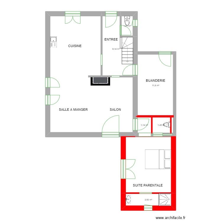 CASTEX MAISON. Plan de 8 pièces et 80 m2