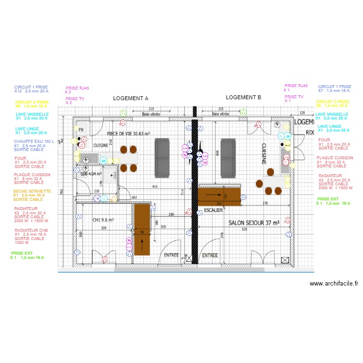 PLANS LOGEMENT A   B  RC PRISE. Plan de 0 pièce et 0 m2