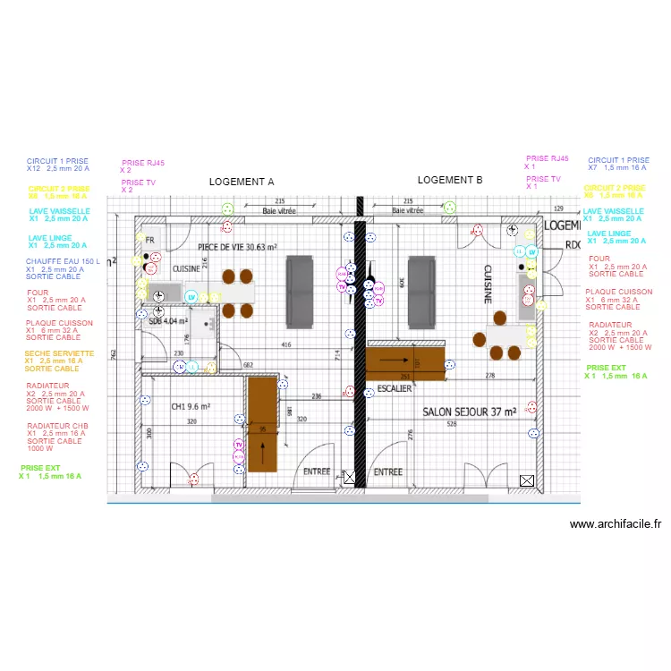 PLANS LOGEMENT A   B  RC PRISE. Plan de 