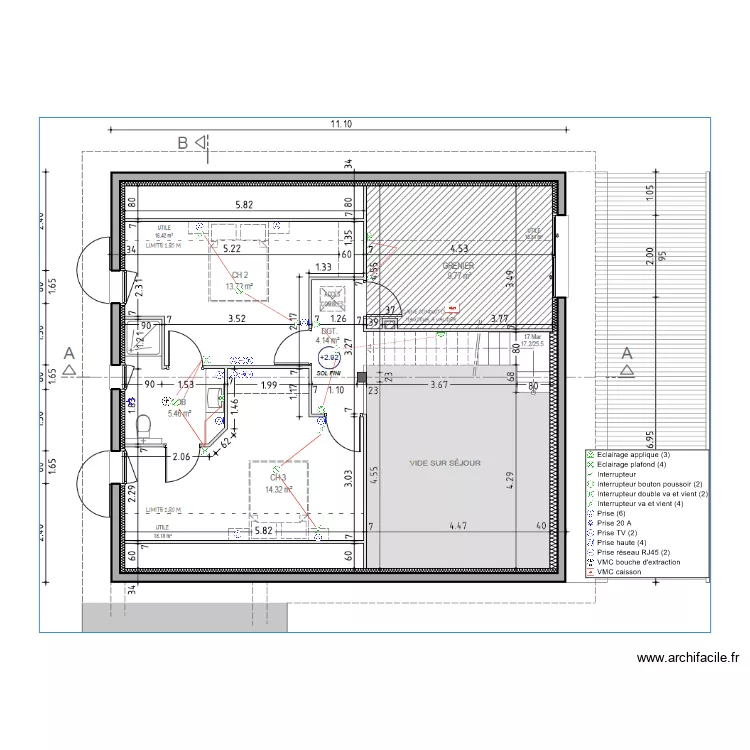 Plan maison permier &eacute;tage. Plan de 
