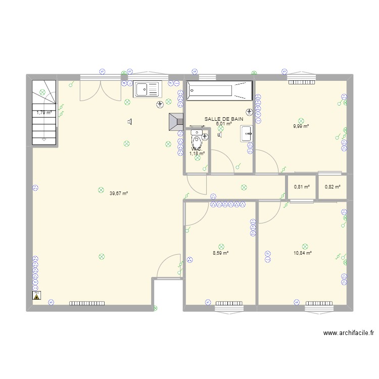 Chezmoi 21. Plan de 9 pièces et 80 m2