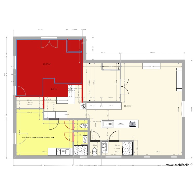                    Yvrac RDC PROJET 12 05 22 STUDIO N°2 + APPT. Plan de 7 pièces et 121 m2