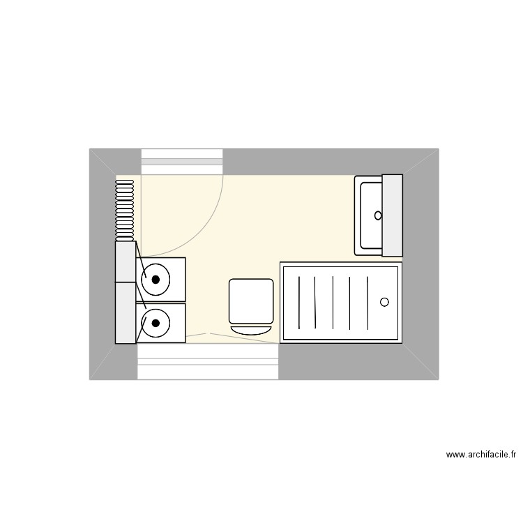 salle de bain Mamina2. Plan de 1 pièce et 5 m2